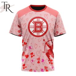 NHL Boston Bruins Custom Name x2 Date Valentine T-Shirt