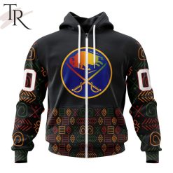 NHL Buffalo Sabres Custom Name Number Black History Month Zip Up Hoodie