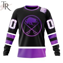 NHL Buffalo Sabres Custom Name Number Black Hockey Fights Cancer Sweatshirt