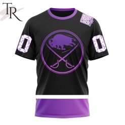 NHL Buffalo Sabres Custom Name Number Black Hockey Fights Cancer T-Shirt