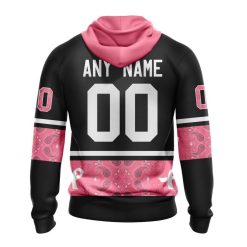 Alternative view of NHL Buffalo Sabres Custom Name Number Black Pink Fight Breast Zip Up Hoodie