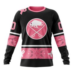 NHL Buffalo Sabres Custom Name Number Black Pink Fight Breast Sweatshirt