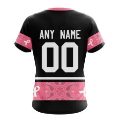 Alternative view of NHL Buffalo Sabres Custom Name Number Black Pink Fight Breast T-Shirt