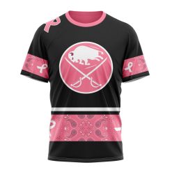 NHL Buffalo Sabres Custom Name Number Black Pink Fight Breast T-Shirt