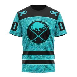 NHL Buffalo Sabres Custom Name Number Fight Ovarian Cancer T-Shirt