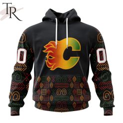 NHL Calgary Flames Custom Name Number Black History Month Pullover Hoodie