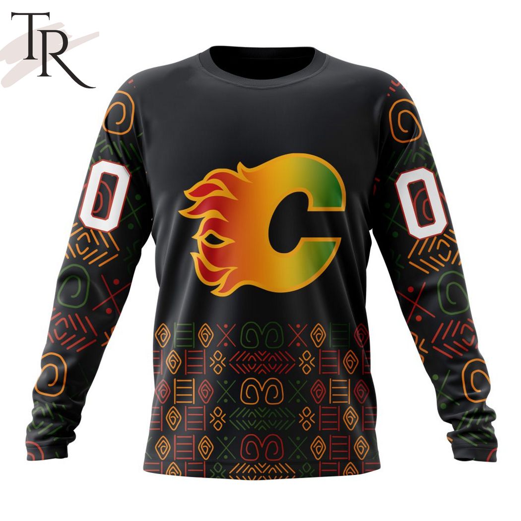 NHL Calgary Flames Custom Name Number Black History Month Sweatshirt