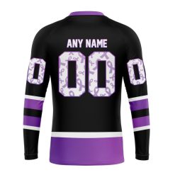 Alternative view of NHL Calgary Flames Custom Name Number Black Hockey Fights Cancer Sweatshirt
