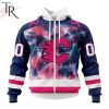 NHL Calgary Flames Custom Name Number Breast Cancer Tie-Dye Zip Up Hoodie