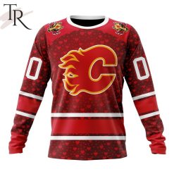 NHL Calgary Flames Custom Name Number Valentine Gift Sweatshirt