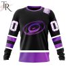 NHL Carolina Hurricanes Custom Name Number Black Hockey Fights Cancer Sweatshirt