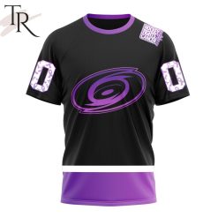 NHL Carolina Hurricanes Custom Name Number Black Hockey Fights Cancer T-Shirt