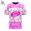 NHL Carolina Hurricanes Custom Name Number Breast Cancer Awareness Month T-Shirt