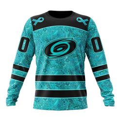 NHL Carolina Hurricanes Custom Name Number Fight Ovarian Cancer Sweatshirt