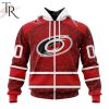 NHL Carolina Hurricanes Custom Name Number Valentine Gift Zip Up Hoodie