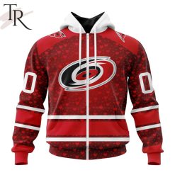 NHL Carolina Hurricanes Custom Name Number Valentine Gift Zip Up Hoodie