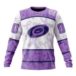 NHL Carolina Hurricanes Custom Name Number Lavender Fight Cancer Sweatshirt