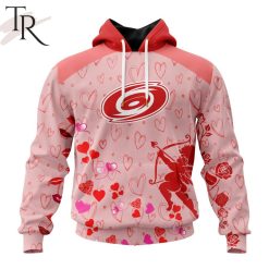 NHL Carolina Hurricanes Custom Name x2 Date Valentine Pullover Hoodie