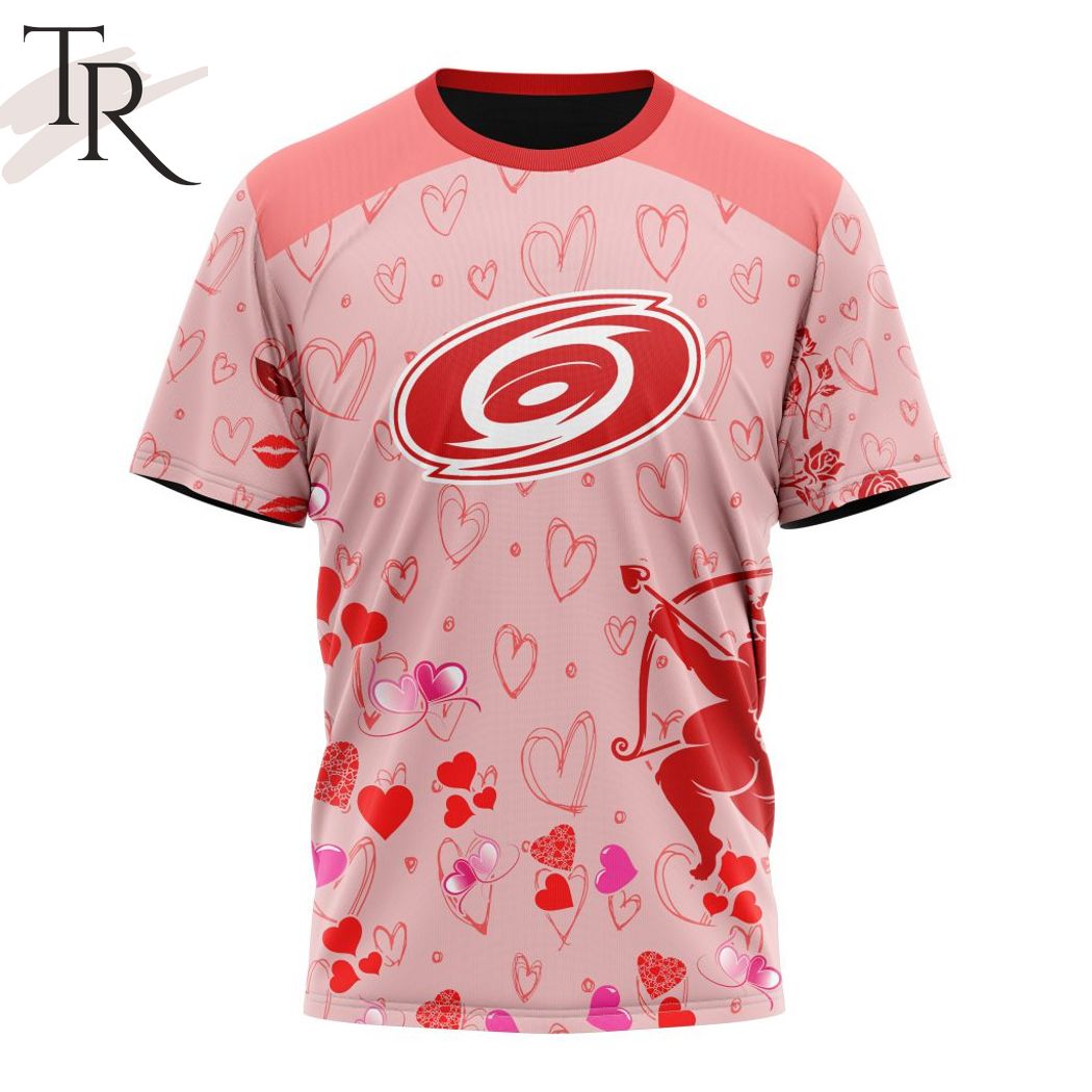 NHL Carolina Hurricanes Custom Name x2 Date Valentine T-Shirt