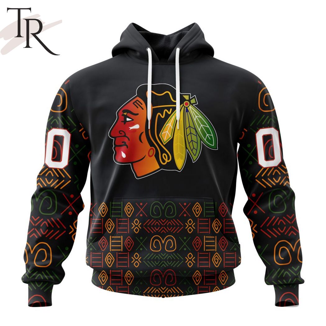 NHL Chicago Blackhawks Custom Name Number Black History Month Pullover Hoodie