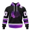 NHL Chicago Blackhawks Custom Name Number Black Hockey Fights Cancer Pullover Hoodie