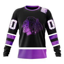 NHL Chicago Blackhawks Custom Name Number Black Hockey Fights Cancer Sweatshirt
