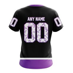 Alternative view of NHL Chicago Blackhawks Custom Name Number Black Hockey Fights Cancer T-Shirt