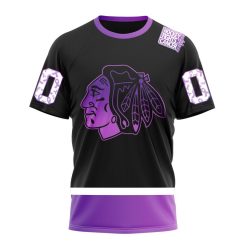 NHL Chicago Blackhawks Custom Name Number Black Hockey Fights Cancer T-Shirt