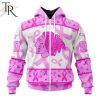 NHL Chicago Blackhawks Custom Name Number Breast Cancer Awareness Month Zip Up Hoodie