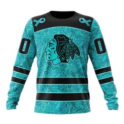 NHL Chicago Blackhawks Custom Name Number Fight Ovarian Cancer Sweatshirt