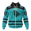 NHL Chicago Blackhawks Custom Name Number Fight Ovarian Cancer Zip Up Hoodie