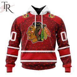 NHL Chicago Blackhawks Custom Name Number Valentine Gift Pullover Hoodie