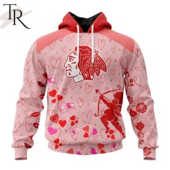NHL Chicago Blackhawks Custom Name x2 Date Valentine Pullover Hoodie