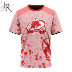 NHL Colorado Avalanche Custom Name x2 Date Valentine T-Shirt