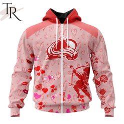 NHL Colorado Avalanche Custom Name x2 Date Valentine Zip Up Hoodie