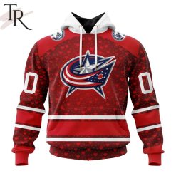 NHL Columbus Blue Jackets Custom Name Number Valentine Gift Pullover Hoodie