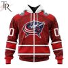 NHL Columbus Blue Jackets Custom Name Number Valentine Gift Zip Up Hoodie