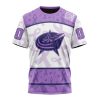 NHL Columbus Blue Jackets Custom Name Number Lavender Hockey Fights Cancer T-Shirt