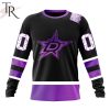 NHL Dallas Stars Custom Name Number Black Hockey Fights Cancer Sweatshirt