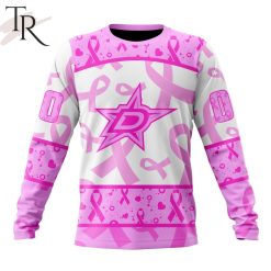 NHL Dallas Stars Custom Name Number Breast Cancer Awareness Month Sweatshirt