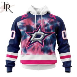 NHL Dallas Stars Custom Name Number Fight Breast Cancer Pullover Hoodie