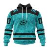 NHL Dallas Stars Custom Name Number Fight Ovarian Cancer Pullover Hoodie