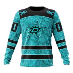 NHL Dallas Stars Custom Name Number Fight Ovarian Cancer Sweatshirt