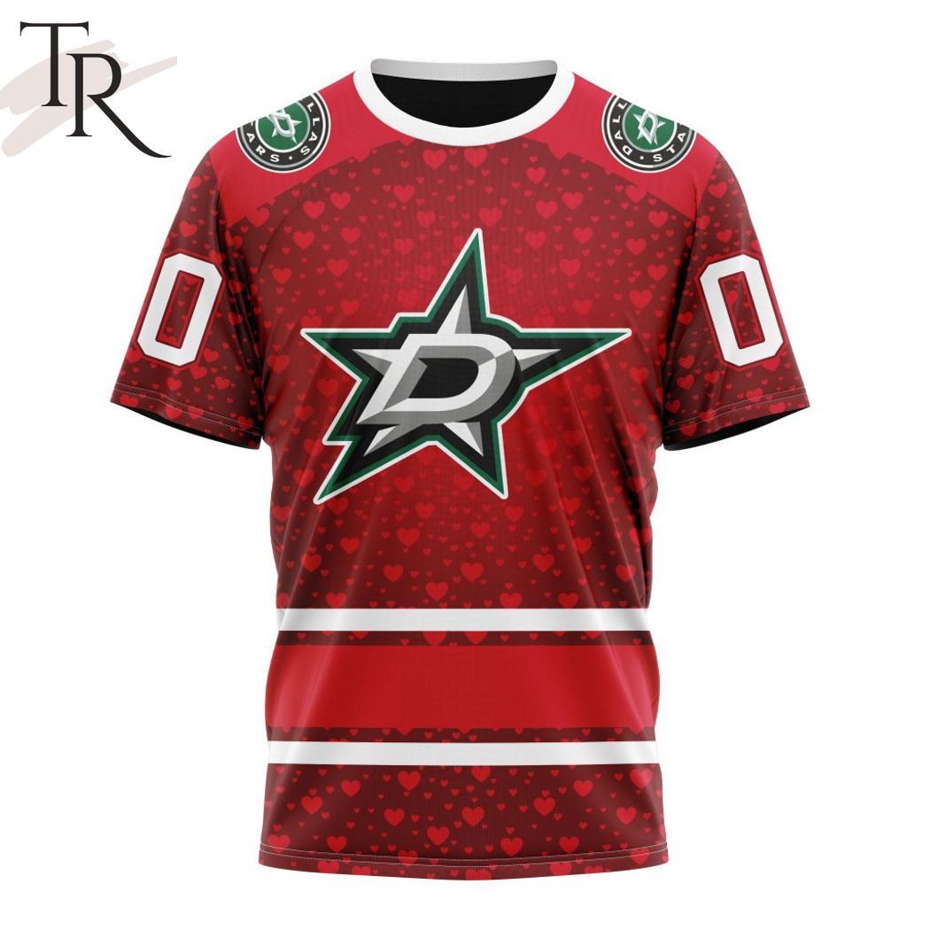 NHL Dallas Stars Custom Name Number Valentine Gift T-Shirt