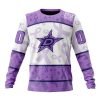 NHL Dallas Stars Custom Name Number Lavender Hockey Fights Cancer Sweatshirt
