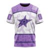 NHL Dallas Stars Custom Name Number Lavender Hockey Fights Cancer T-Shirt