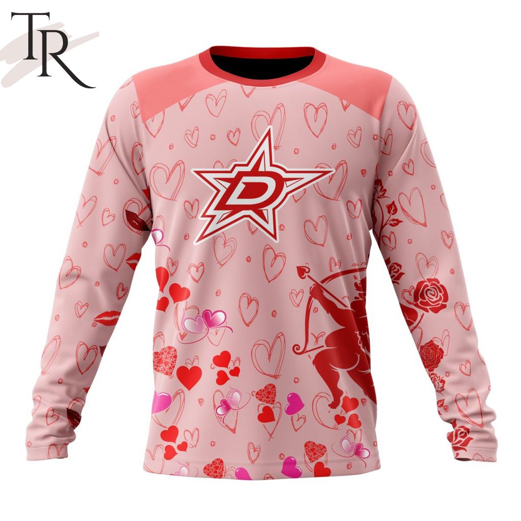 NHL Dallas Stars Custom Name x2 Date Valentine Sweatshirt