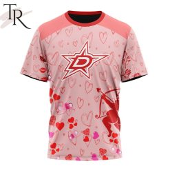 NHL Dallas Stars Custom Name x2 Date Valentine T-Shirt