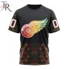 NHL Detroit Red Wings Custom Name Number Black History Month T-Shirt