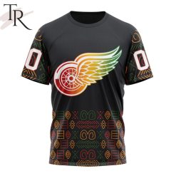 NHL Detroit Red Wings Custom Name Number Black History Month T-Shirt